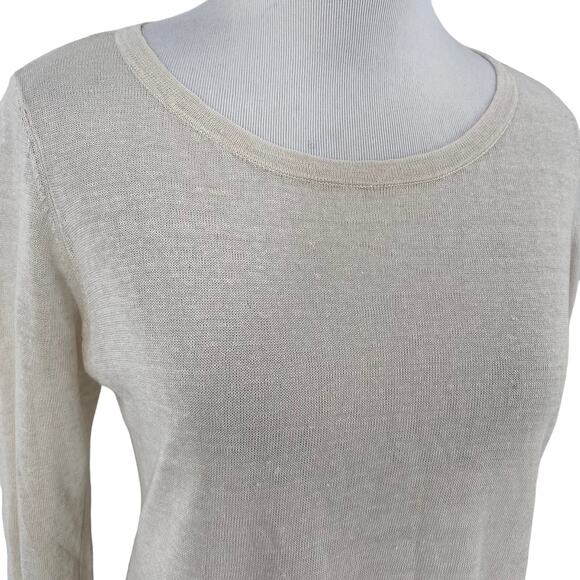 Eileen Fisher Petite Organic Linen Asymmetrical Sweater Size Petite - Picture 4 of 7
